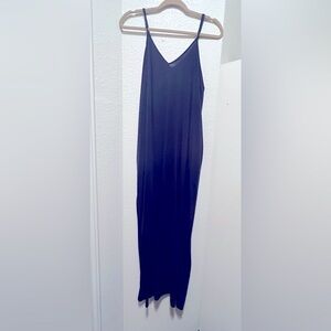 Navy Blue Maxi Dress with Pockets - Size L